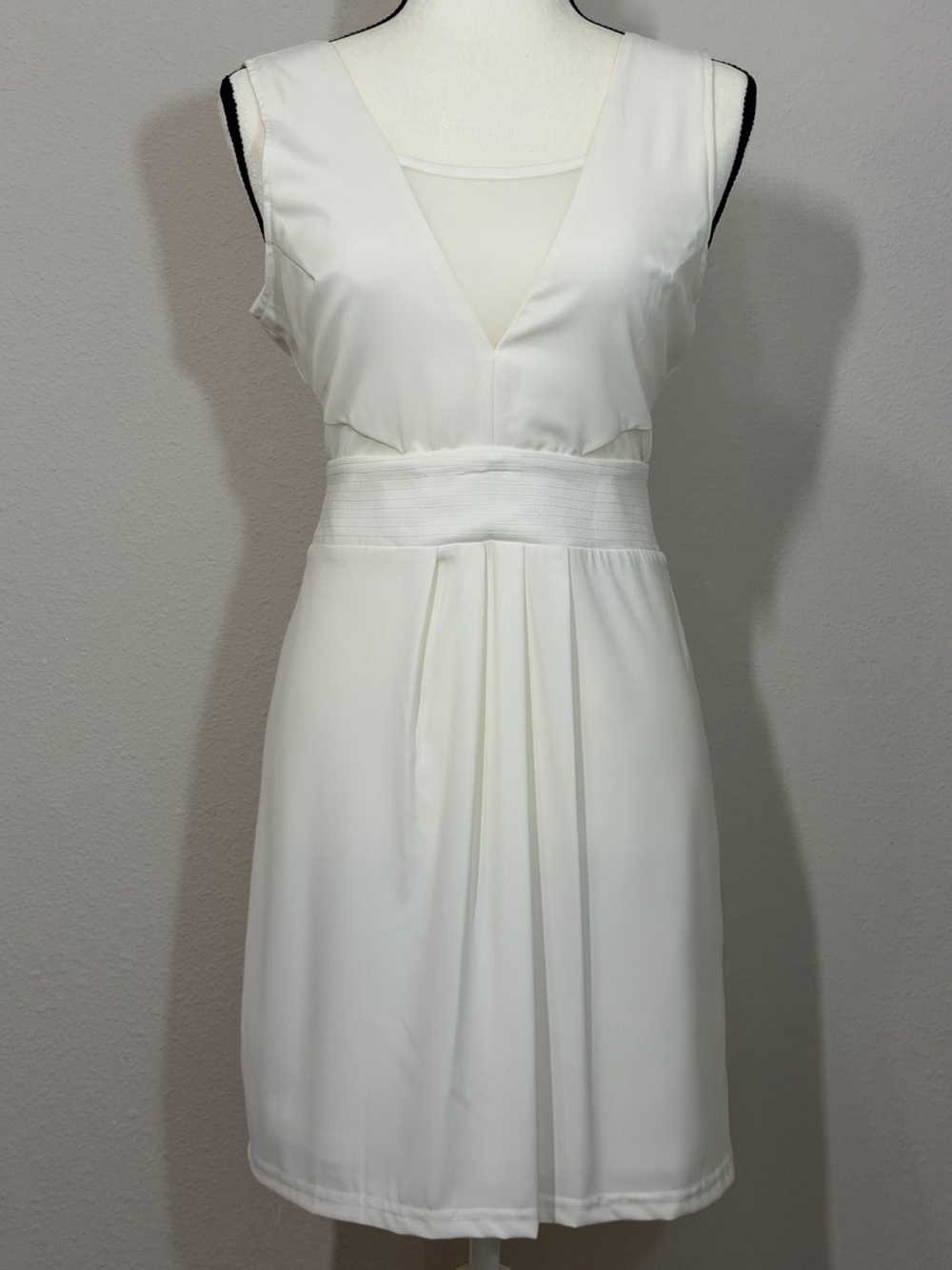 White Mesh Cutout Mini Dress